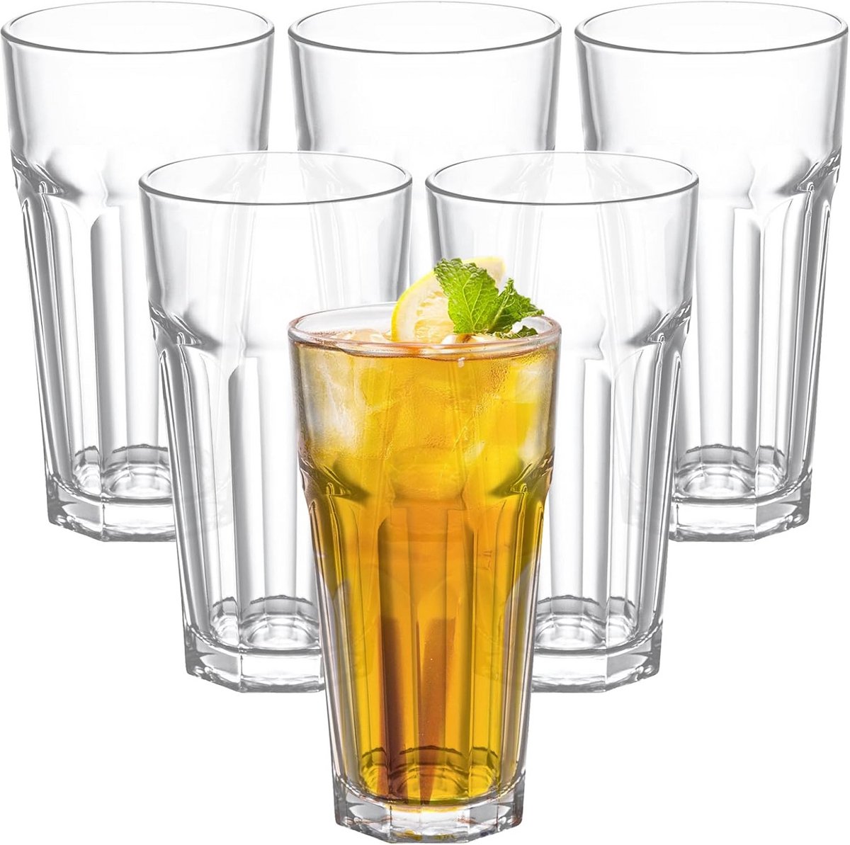 Set van 6 Onbreekbare Drinkglazen (370ml) - Stapelbaar Kunststof Water- & Cocktailglazen