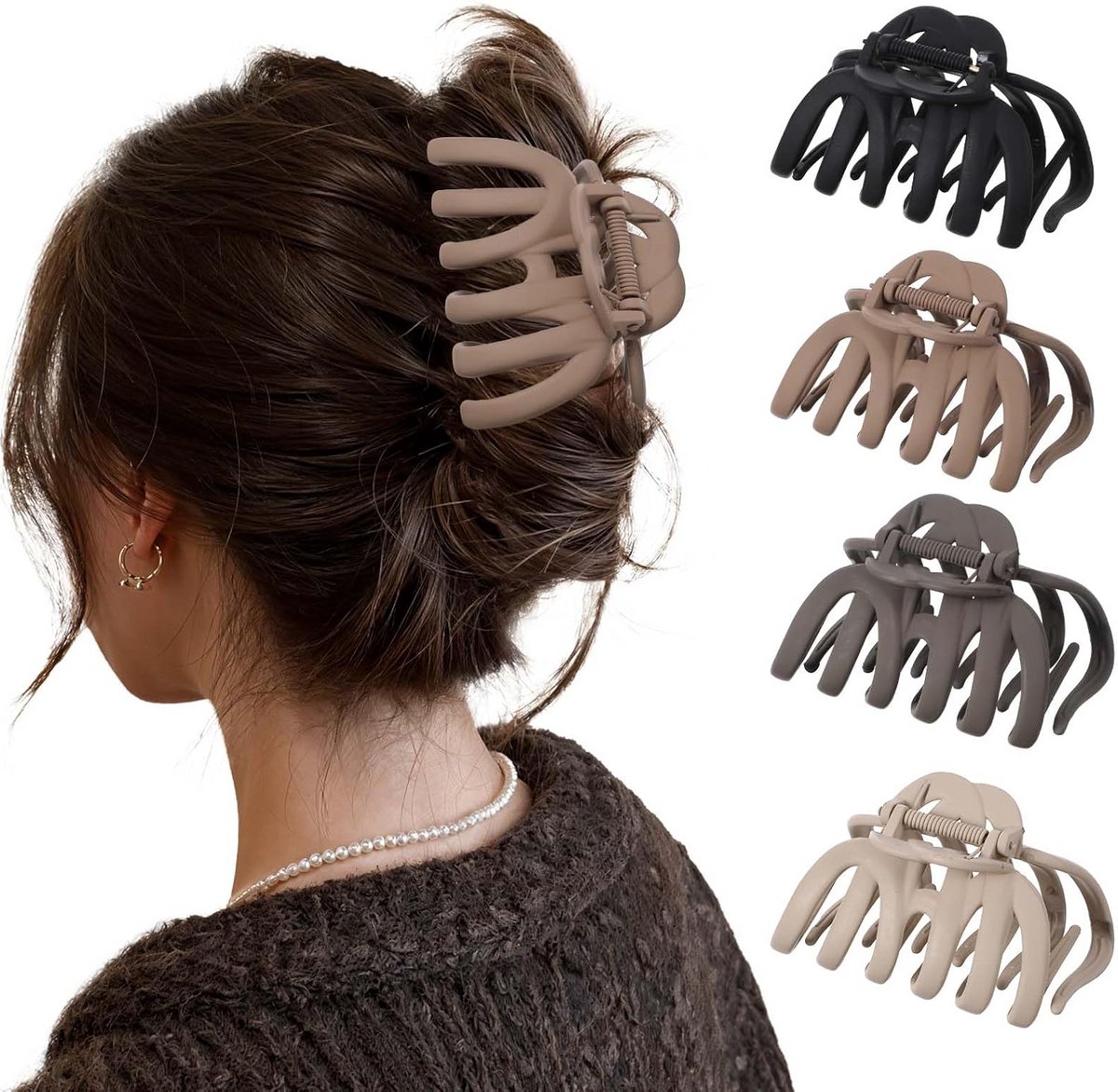 Set van 4 Grote Antislip Haarklemmen voor Dik Haar - Sterke Grip Haarspeld