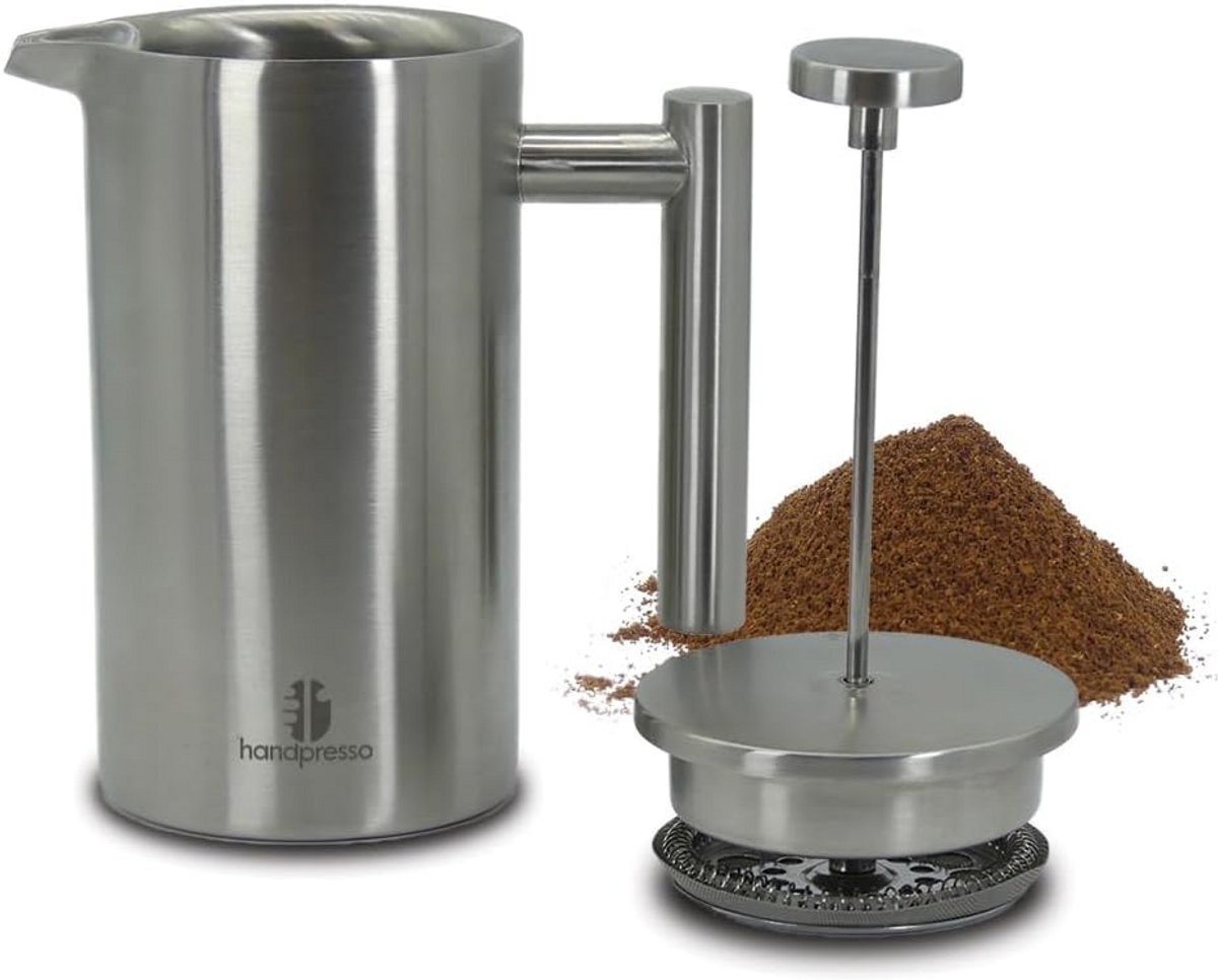 RVS French Press Koffiezetapparaat 0,6L - Dubbelwandig Geïsoleerd voor Warme Koffie