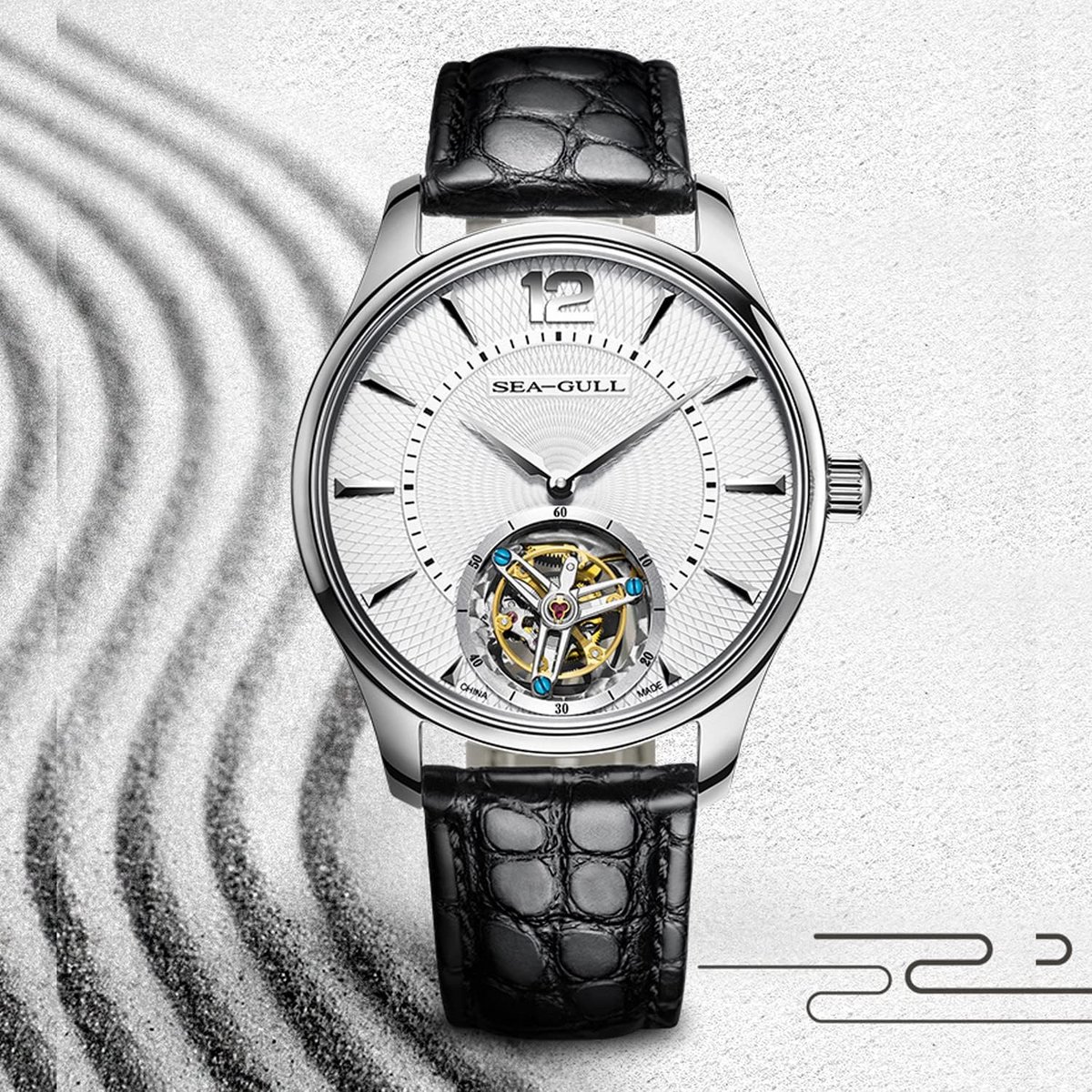 Luxe horlogeband van krokodillenleer met vouwsluiting