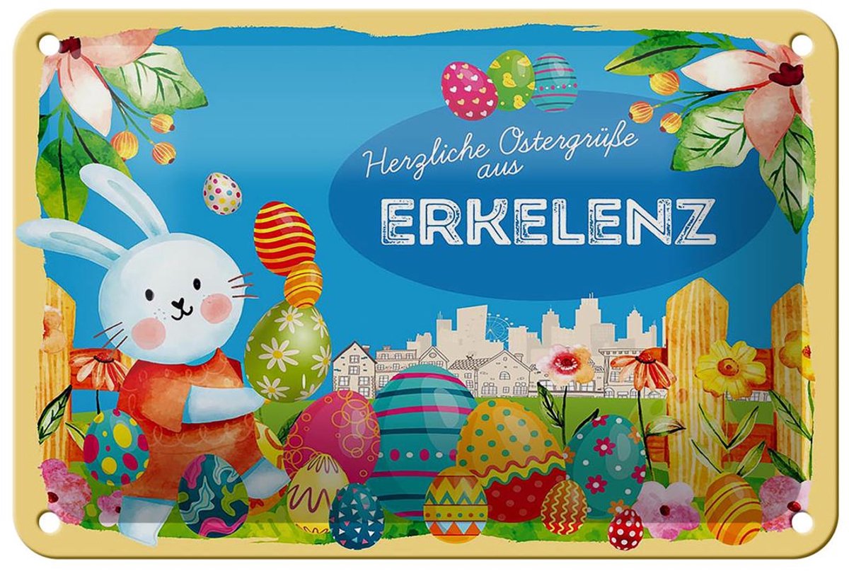 Blechschild Ostern Ostergrüße 18x12cm ERKELENZ Geschenk Deko
