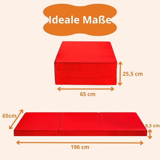 Opvouwbaar Logeer- en Noodmatras - Campingmatras & Slaapstoel - Wasbaar Hoes - 65x196 cm — afbeelding 5