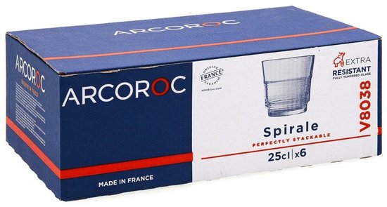 BAVARY Luno Drinkglazen 250 ml – 6 glazen (3 sets) – Geribbeld