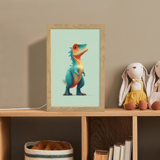 Nachtlampje 20x30 cm - Kinder lamp - Cartoon - Dino - Oranje - Stekels - Tafellamp kinderkamer - Slaapkamer lamp - Bedlamp kinderen - Kinderlampje stopcontact - Wandlamp babykamer - Nachtlampjes van Merkloos — afbeelding 3