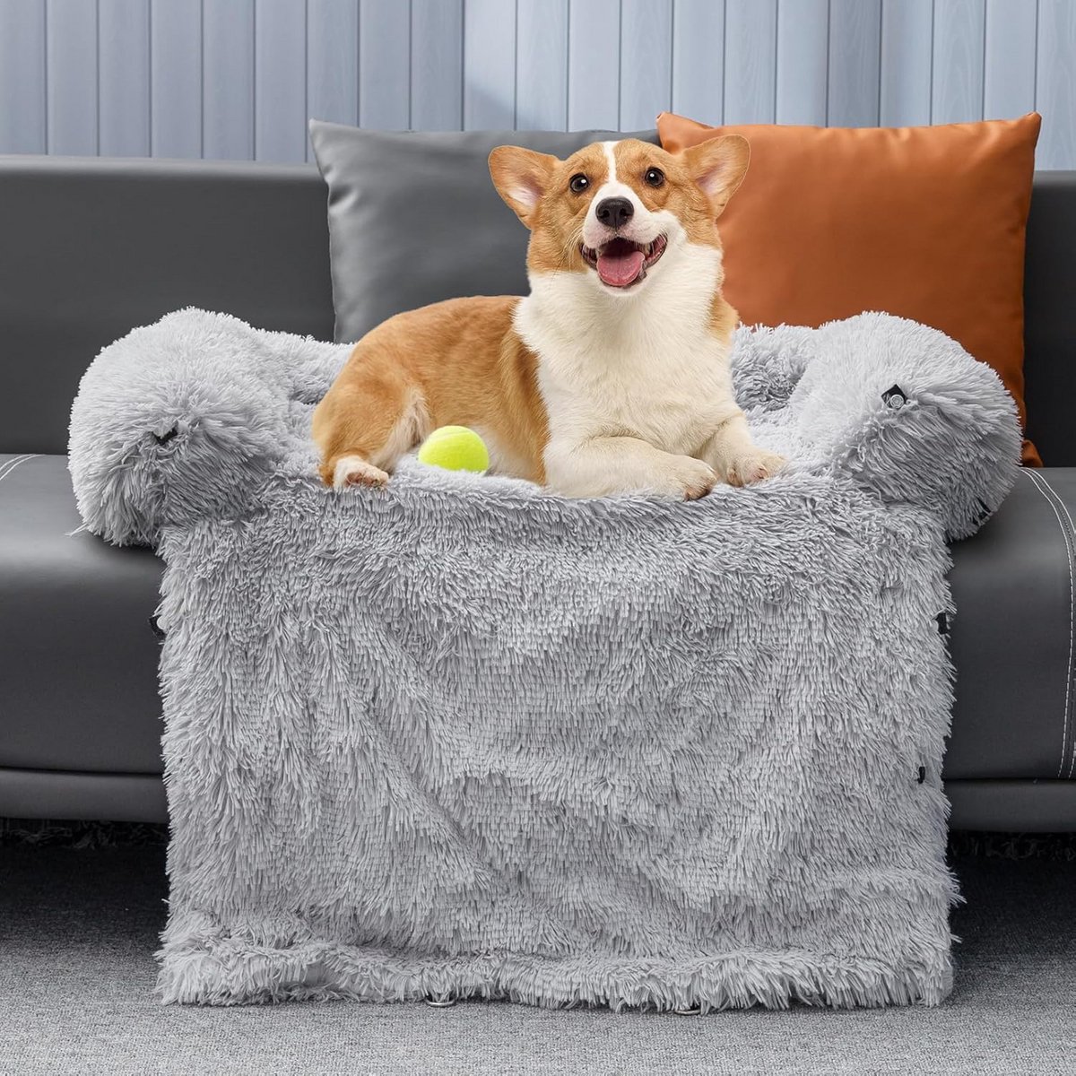 Waterdichte en Antislip Bankbeschermer voor Honden - Luxe Pluche Hondendeken voor Bank en Stoel - Hondenbed & Kussen in 1 (L 78 x B 94 x H 12 cm)