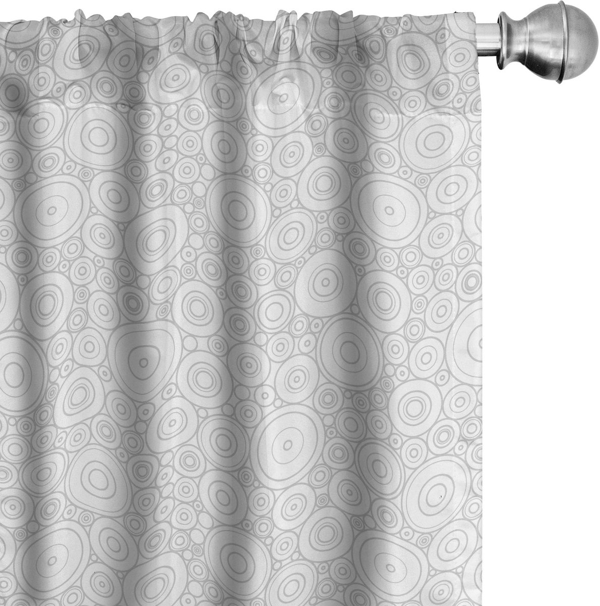 ABAKUHAUS Grijze Geometrische Cirkel Gordijnen 2x75x175 cm Grijs wit
