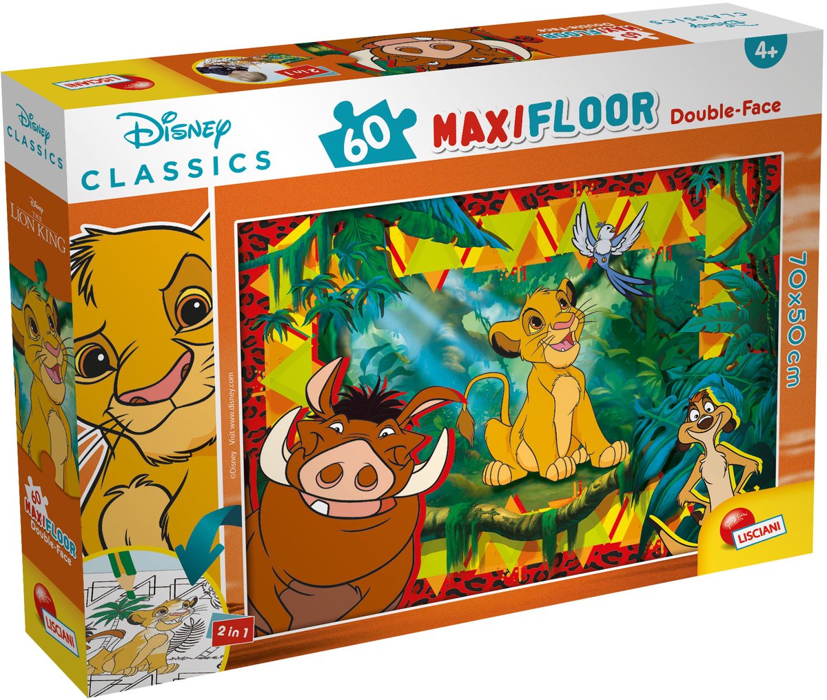 Lisciani - Lion king - Double face - Puzzel Maxifloor - 60 stukjes