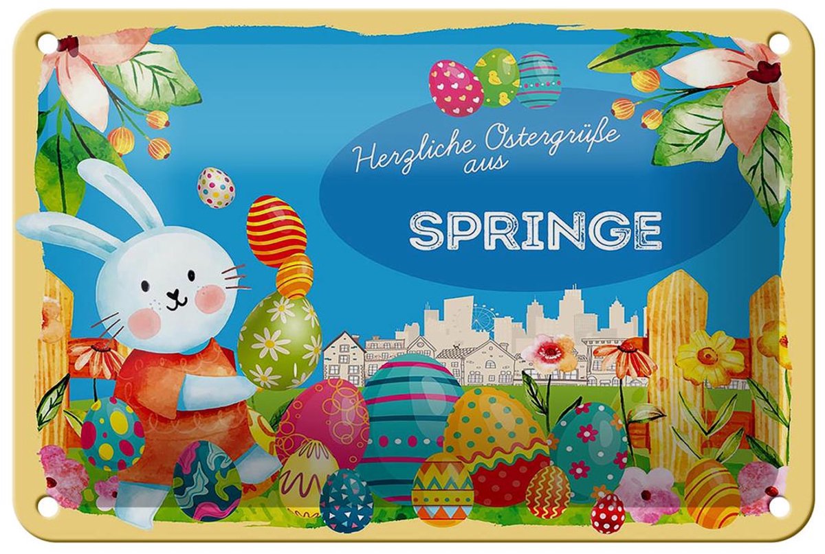 Blechschild Ostern Ostergrüße 18x12cm SPRINGE Geschenk Deko