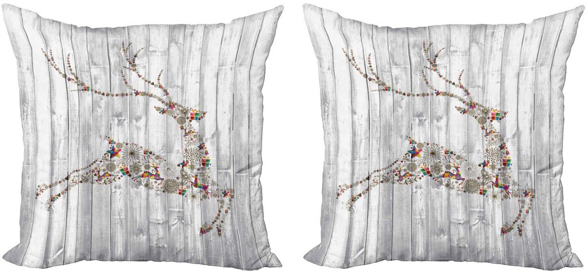 ABAKUHAUS Hert-Decoratiekussen – Kussenhoes 60x60 cm – 2-pack – Dubbelzijdig – Lichtgrijs Hellgrau