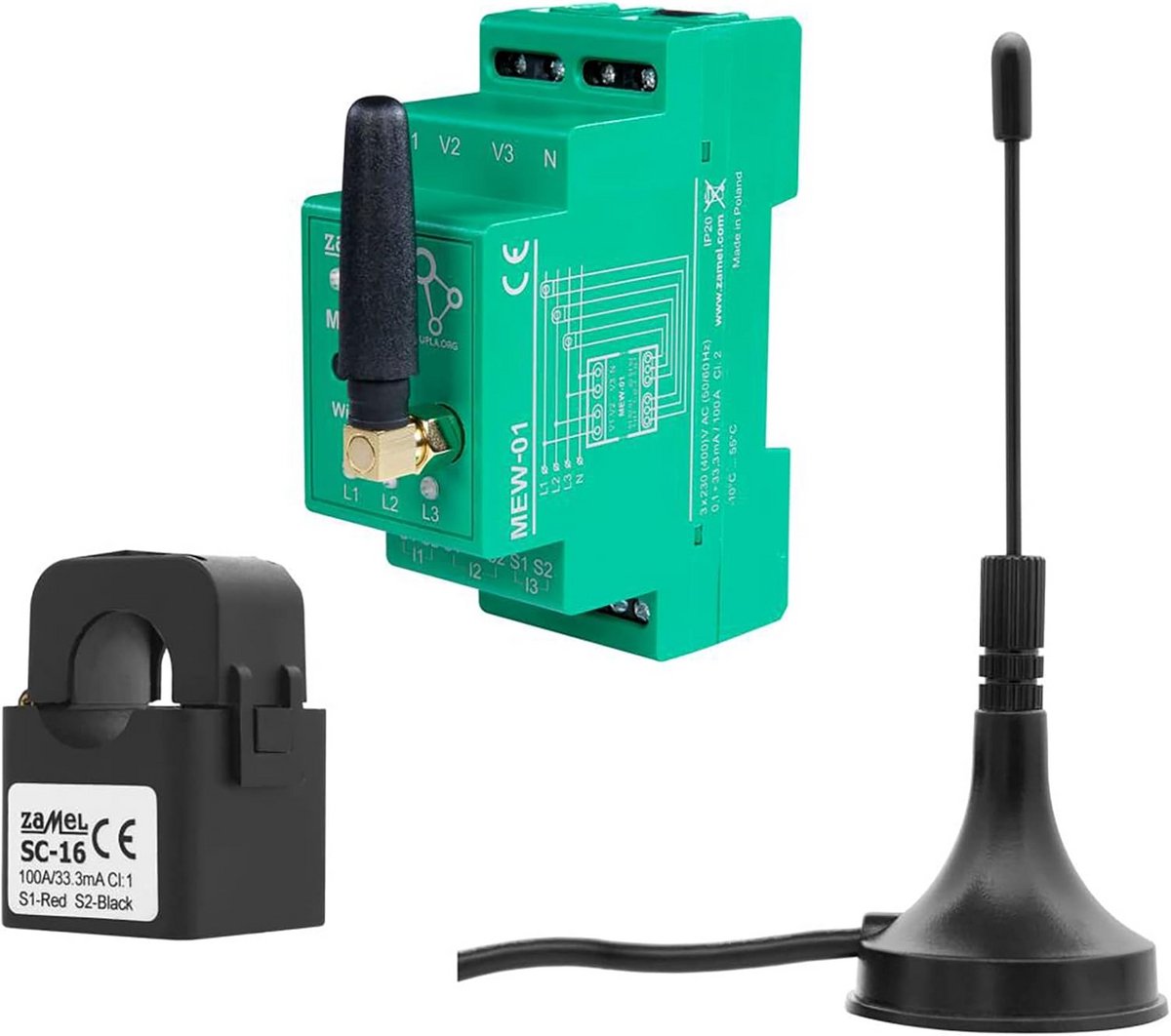 Wifi Energiemonitor voor 3 Fases met Externe Antenne voor Stroombewaking