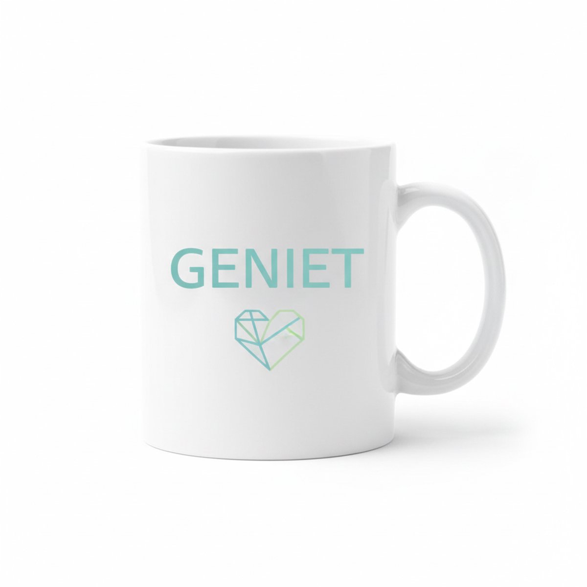 Minimalistische Tekst Mok “Geniet” – Modern Hart Lijnontwerp – Inspirerende Koffiemok – 330 ml