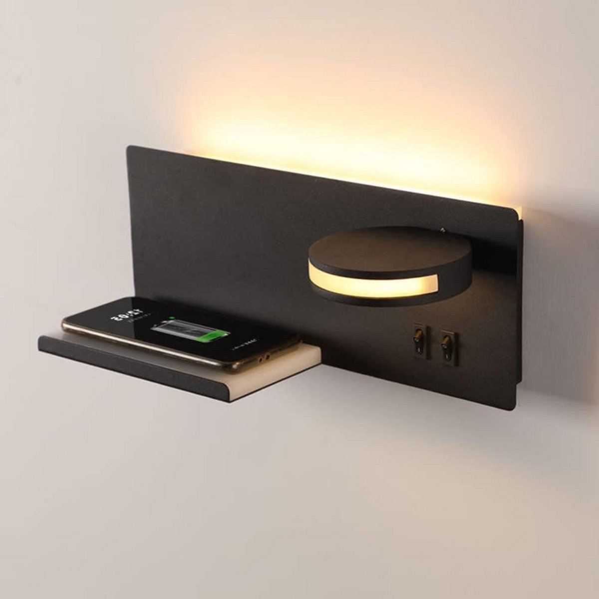 Draadloze Oplaadbare Wandlamp met USB en Draaibare Leesfunctie