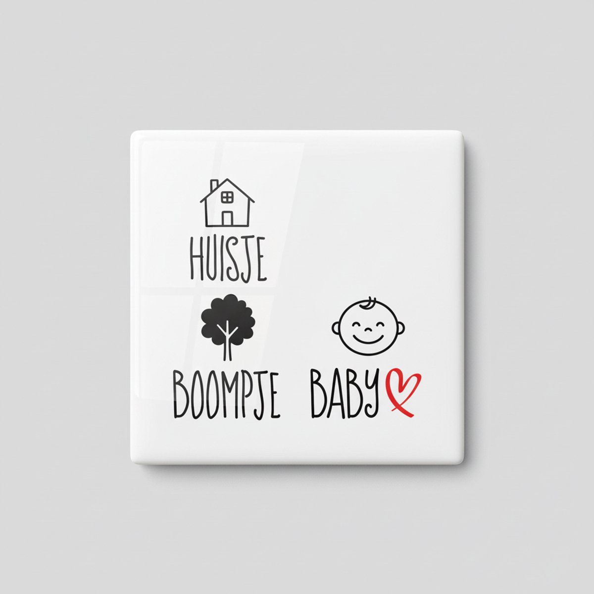 Huisje Boompje Baby Keramische Tegel – Schattige Familie Tekst – Decoratieve Wandtegel 15×
