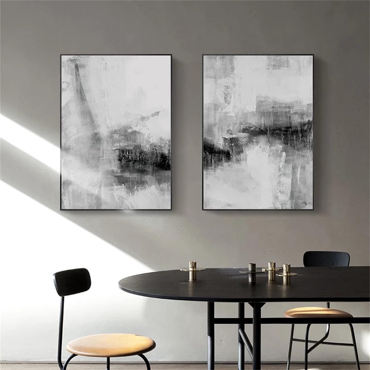 Stunq® Set van 2 posters, abstracte kunstafbeeldingen, zwart en wit, canvasafbeeldingen, woonkamer, decoratie, slaapkamer, wanddecoratie zonder fotolijst (40 x 50 cm)