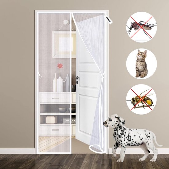 Magnetische Hordeur 105 X 260 Cm Wit - Vliegengaas Met Magneet - Insectenwerend Scherm
