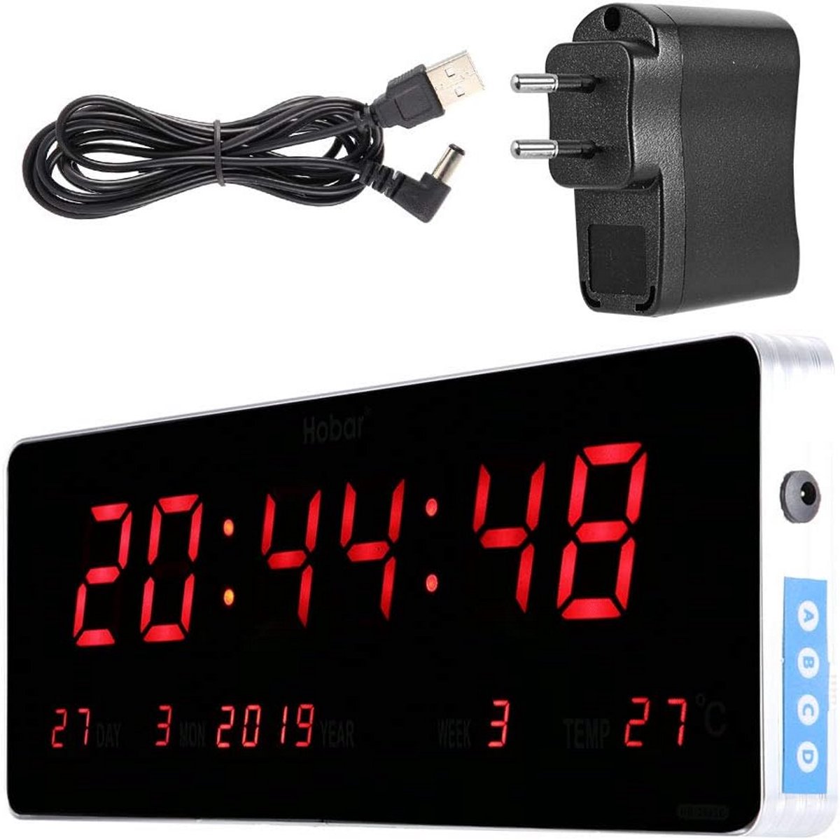 Digitale LED Wandklok met EEuwige Kalender, Temperatuur en Weekweergave