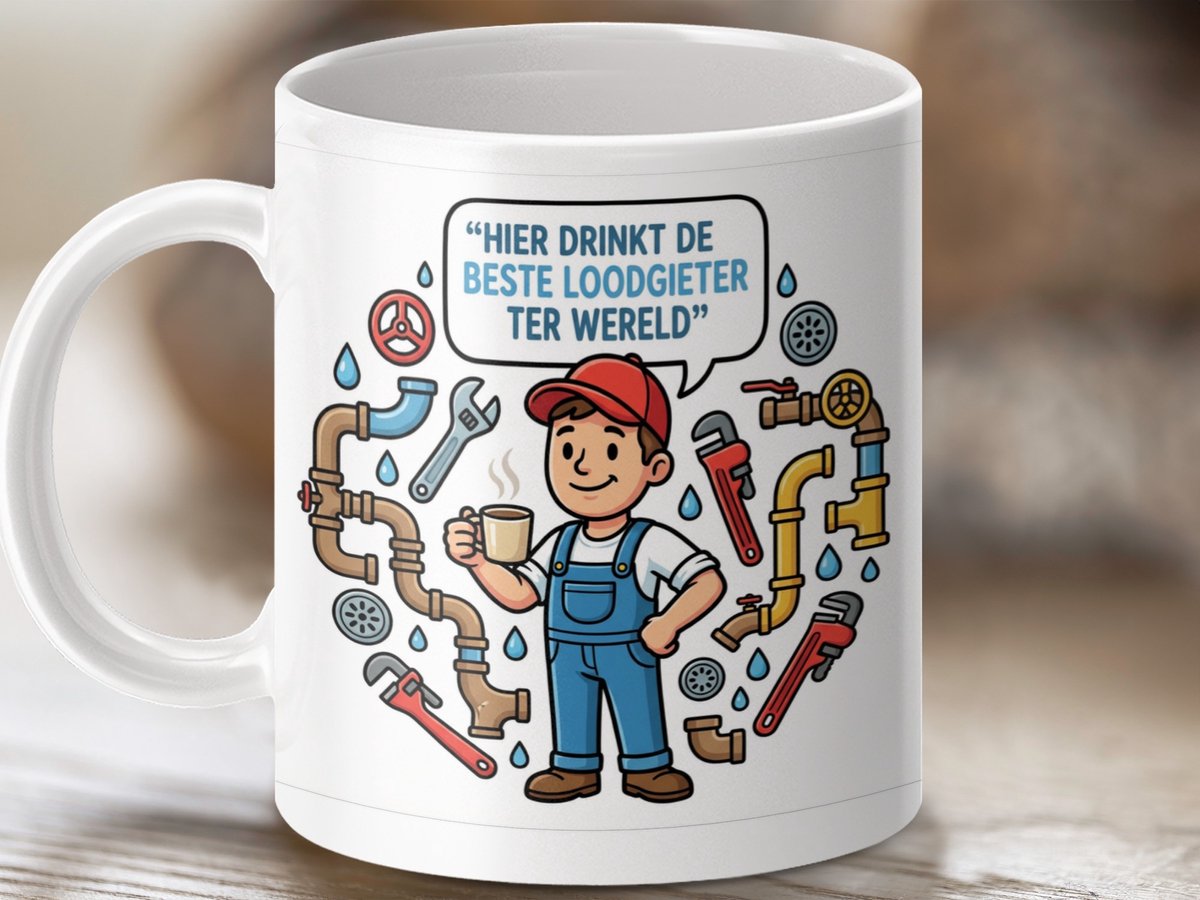Mok beste loodgieter ter wereld, loodgieter cadeau, grappige mok, koffiemok, theemok, loodgietersvak, loodgieter spullen