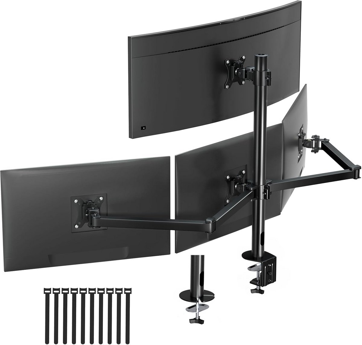 Monitorhouder 4 Schermen voor 17-32 Inch - In Hoogte Verstelbare VESA Tafelstandaard