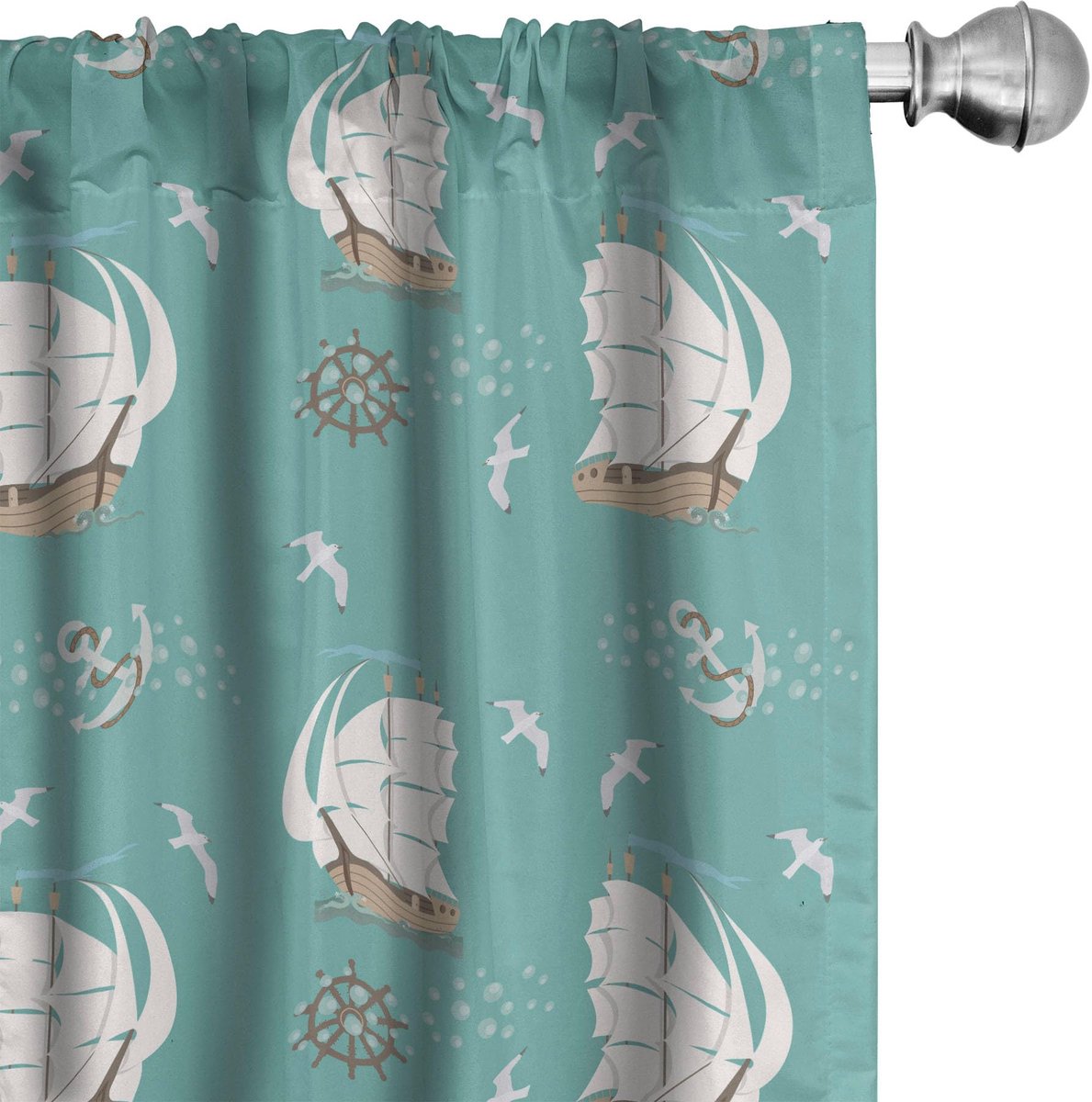 ABAKUHAUS zeilgordijnen – 2x75x245 cm – microvezel – Licht teal Pale Teal Elfenbein