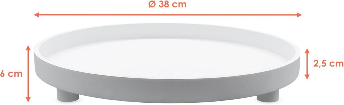 XL Decoratief Rond Dienblad op Poten 38cm Wit Houten Plateau — cadeau in Wonen & Interieur - foto 7