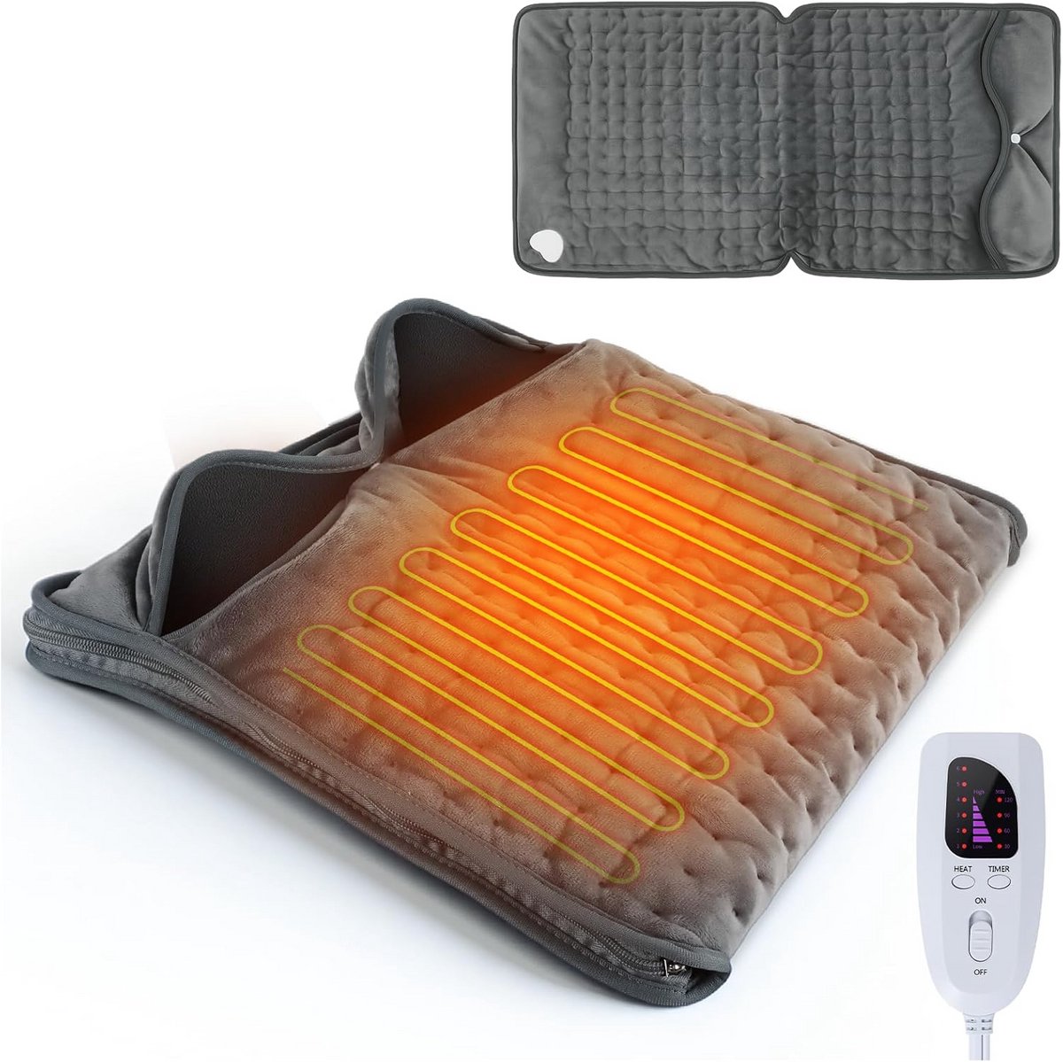 Elektrische Voetenwarmer 2-in-1 Opvouwbaar - 40x80cm Warmtekussen met 6 Temperaturen en Timer