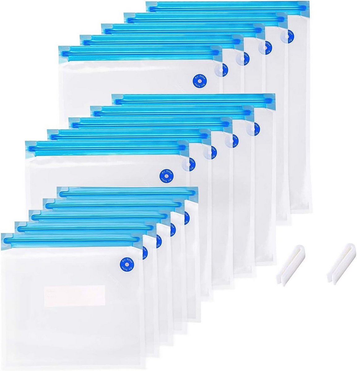 15 Stuks Herbruikbare Vacuümzakken Set voor Sous Vide en Voedselopslag met Klemmen