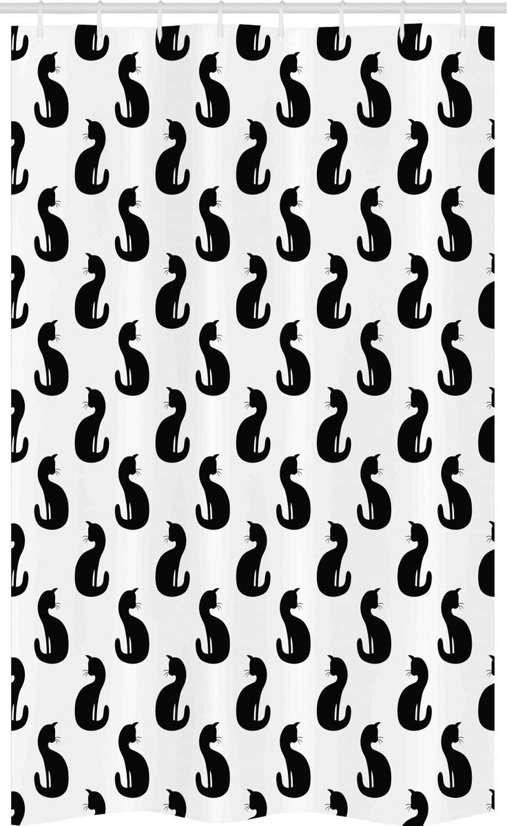 ABAKUHAUS Katten – Douchgordijn Silhouette, 120x180 cm, Wit/Zwart