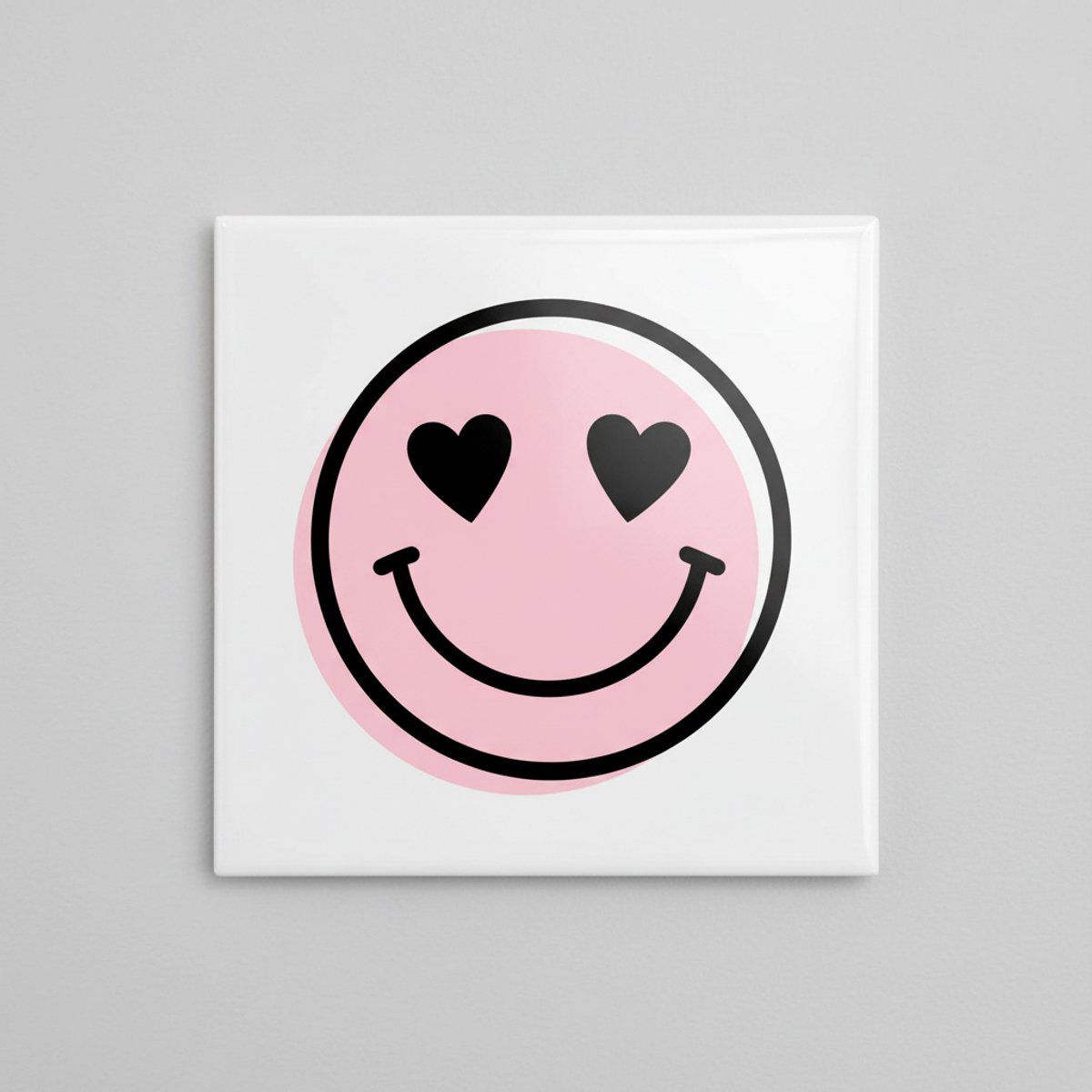 Nevolis Smiley Met Hartjesogen Tegel – Schattige Liefde Emoji Wanddecoratie – Trendy Keramische Tegel 15 x 15 cm Multi Color