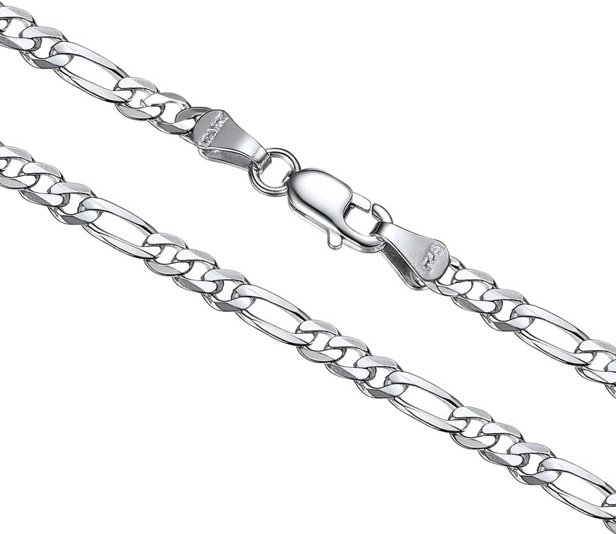 925 Zilveren Herenketting Cuban Figaro Stijl - Verschillende Breedtes en Lengtes