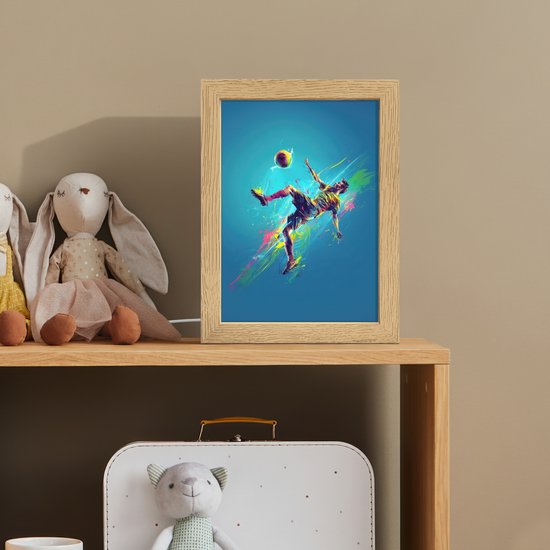 Nachtlampje 15x20 cm - Kinder lampje - Voetballer - Verfspatten - Kleurrijk - Bal - Tafellamp kinderkamer - Slaapkamer lamp - Bedlamp kinderen - Kinderlampje stopcontact - Wandlamp babykamer - Nachtlampjes van Merkloos — afbeelding 3