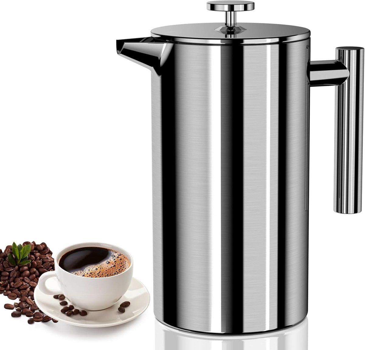 Dubbelwandige RVS French Press Koffiezetapparaat 1 Liter