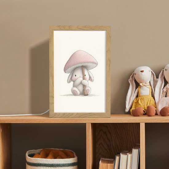 Nachtlampje 20x30 cm - Kinder lamp - Paddenstoel - Konijn - Roze - Tafellamp kinderkamer - Slaapkamer lamp - Bedlamp kinderen - Kinderlampje stopcontact - Wandlamp babykamer - Nachtlampjes van Merkloos — afbeelding 3