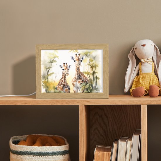 Nachtlampje 20x15 cm - Kinder lamp - Giraffe - Wilde dieren - Natuur - Kinderen - Tafellamp kinderkamer - Slaapkamer lamp - Bedlamp kinderen - Kinderlampje stopcontact - Wandlamp babykamer - Nachtlampjes van Merkloos — afbeelding 3