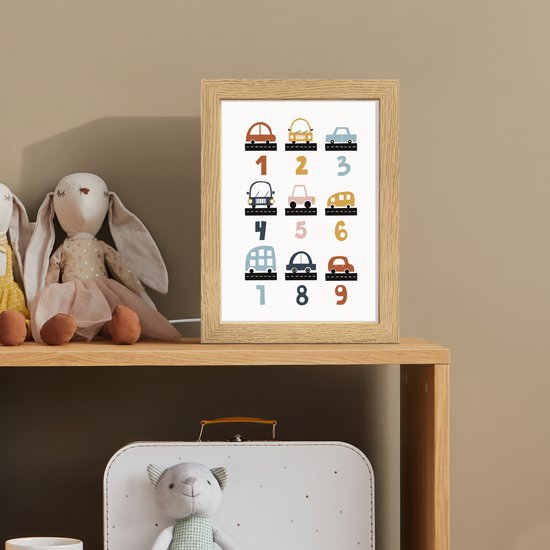 Nachtlampje 15x20 cm - Kinder lamp - Getallen - Educatief - Leren tellen - Cijfers oefenen voor kinderen - Auto's - Voertuigen - Tafellamp kinderkamer - Slaapkamer lamp - Bedlamp kinderen - Kinderlampje stopcontact - Wandlamp babykamer - Nachtlampjes van Merkloos — afbeelding 3