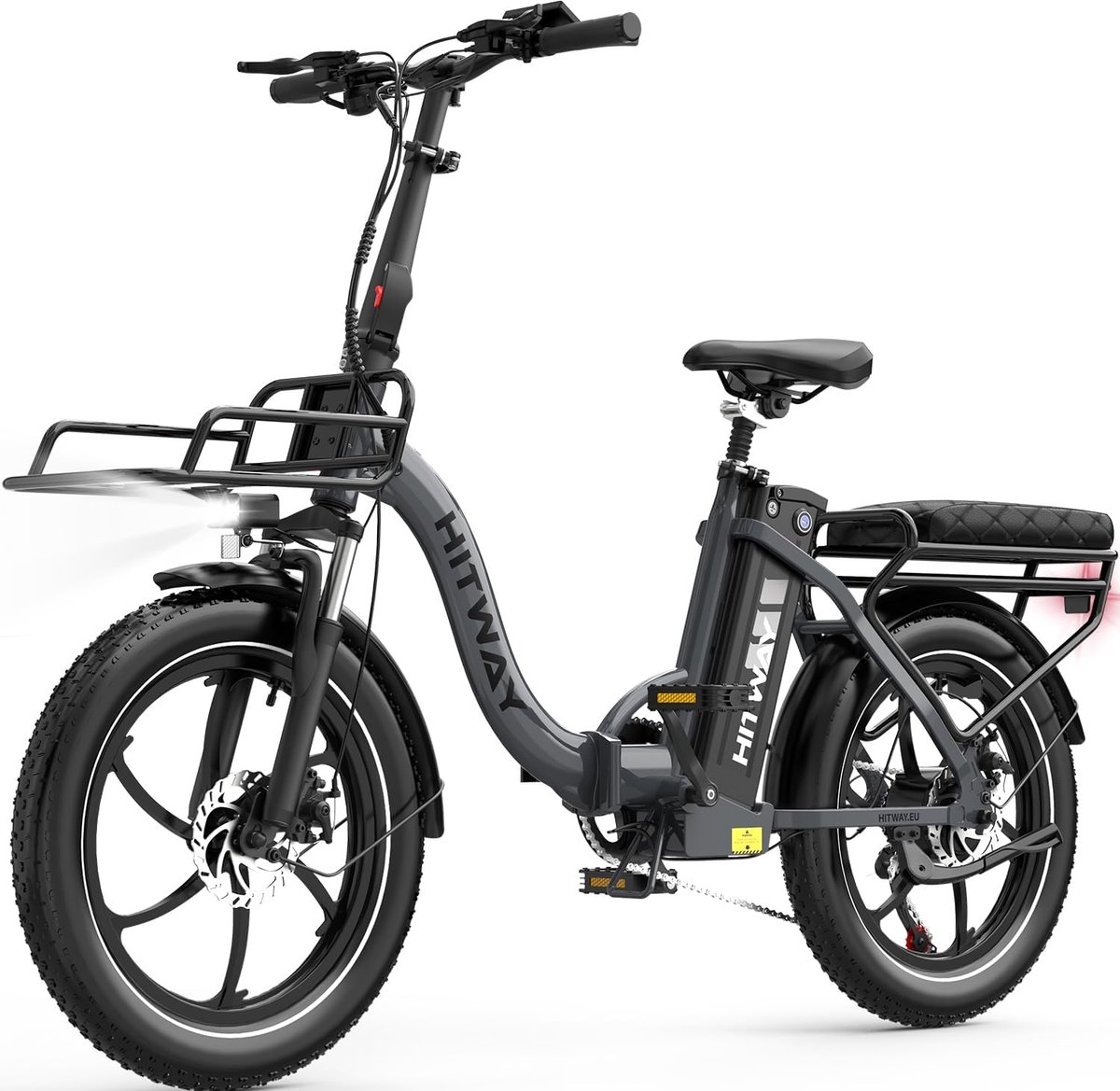 Hitway Elektrische Fiets BK6SL1 - Trendy 20*3.0 Inch Fat Tire City Commuter EBike met Afneembare 36V 15.6 Ah Lithium Batterij - Opvouwbaar Mountain E-Bike met 250W Motor - 7 Versnellingen - IP54 Waterdicht