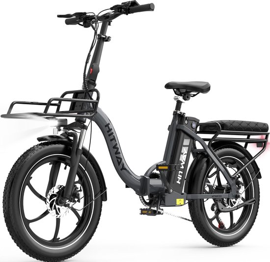 Hitway Elektrische Fiets BK6SL1 - Trendy 20*3.0 Inch Fat Tire City Commuter EBike met Afneembare 36V 15.6 Ah Lithium Batterij - Opvouwbaar Mountain E-Bike met 250W Motor - 7 Versnellingen - IP54 Waterdicht (EAN: ...7302) - Hitway - €749,99