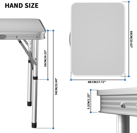 NaevaMi Campingtafel Inklapbaar - Campingtafels - Campingtafel Lichtgewicht - Opvouwbaar - Draagbare Tafel - Handige en Compacte Tafel voor Kamperen en Buitengebruik - Aluminium Frame Met Handvat - 75x55x70cm van NaevaMi — afbeelding 2
