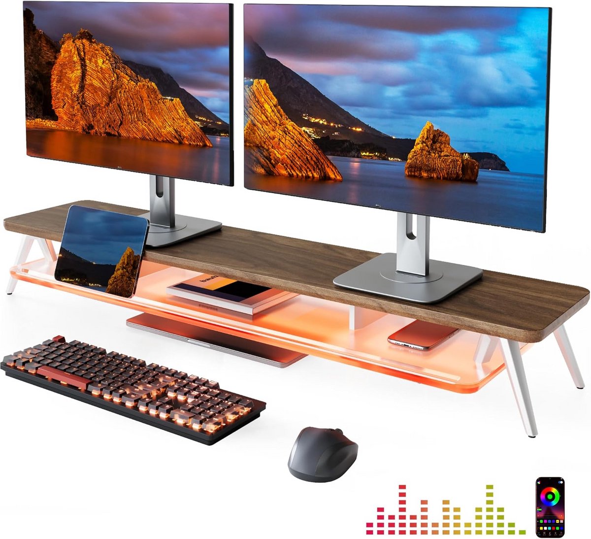 Extra Breed Monitor Verhoger met LED Verlichting en Telefoonhouder - 108 cm
