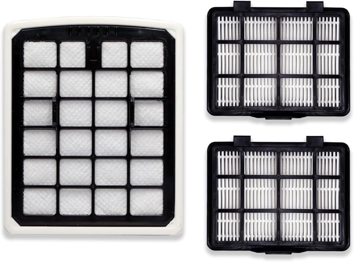 3-delige set vervangingsfilters - geschikt voor Eureka NEN180 NEN186BL stofzuiger zonder stofzak - inclusief 1 stofopvangcartridges en 2 hoogwaardige filters