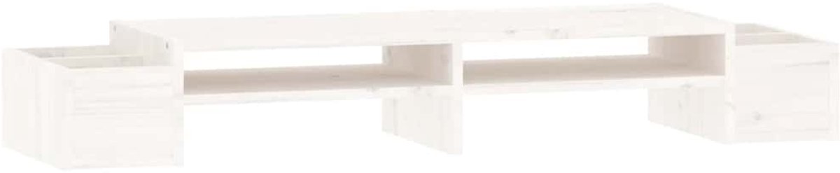 vidaXL - Monitorstandaard - 100x27,5x15 - cm - massief - grenenhout - wit