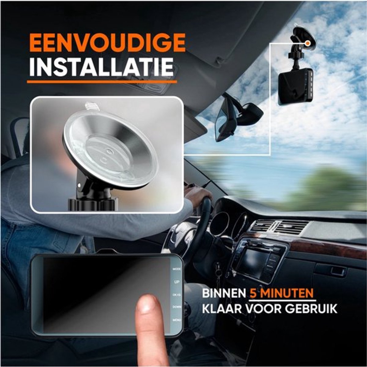 Dashcam - Dual Dashcam voor Auto - Voor en Achter - 1080P, 4-inch 2.5D IPS-schermFull HD - Parkeermodus - 170° wijdhoeklens Full HD-autocamera, nachtzicht, bewegingsdetectie en G-sensor – foto 4