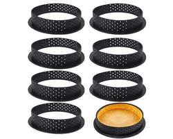 Tartelettevormen | Set van 8 stuks | Ovenbestendig | Magnetronbestendig | Quichevormpjes | Mini Quichevormpjes | Eiertaartvorm | vormpjes voor pudding, moesse , koekjes | Zwart