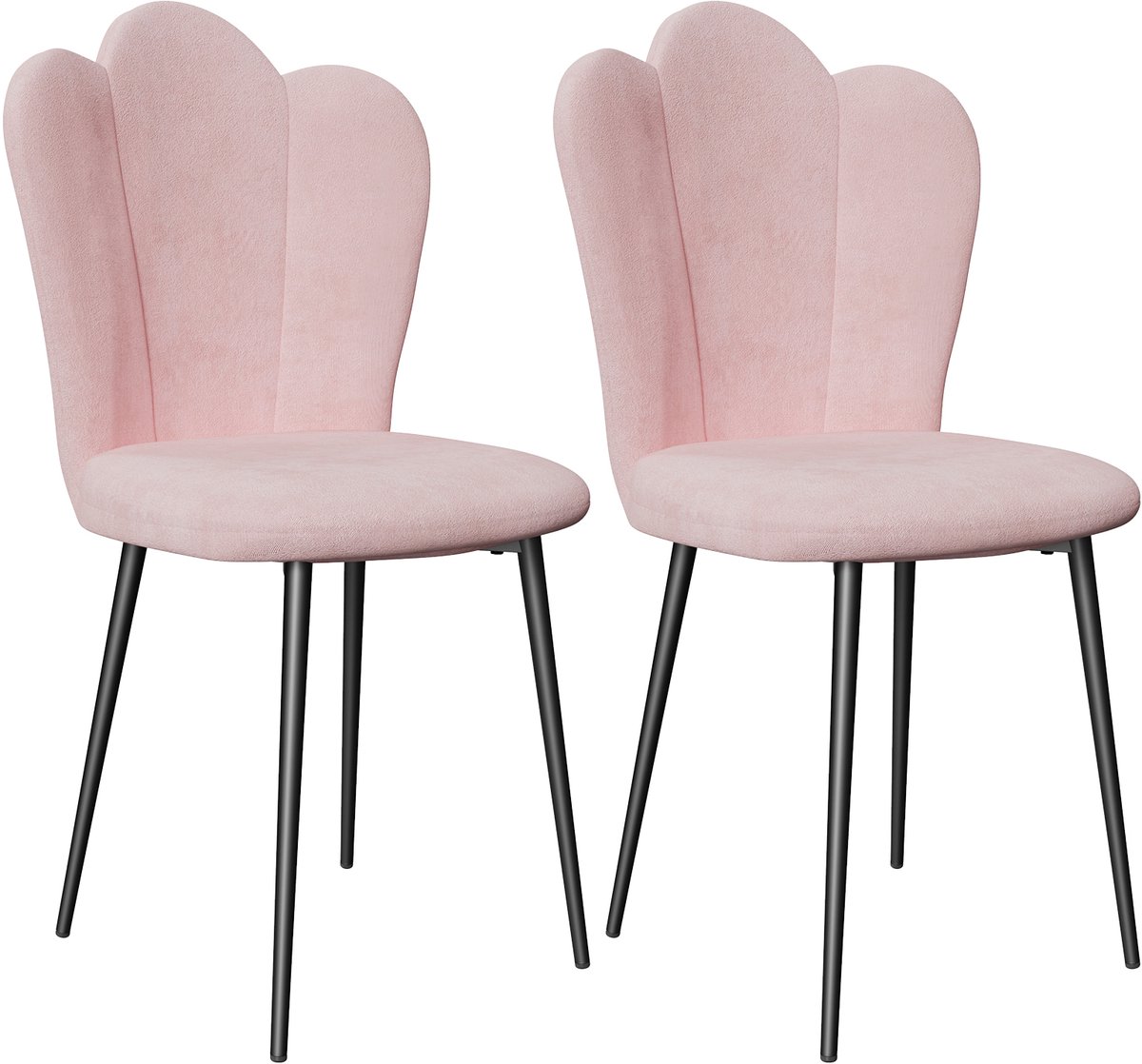 PIPIPOXER Eetkamerstoelen - Set Van 2 - kaptafelstoel, metalen poten,Roze