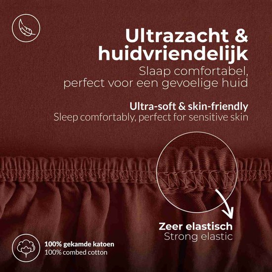 Hoeslaken etérea Extra Jersey 240x220 cm - Oekotex - 100% coton - jusqu'à 35 cm - Rouge