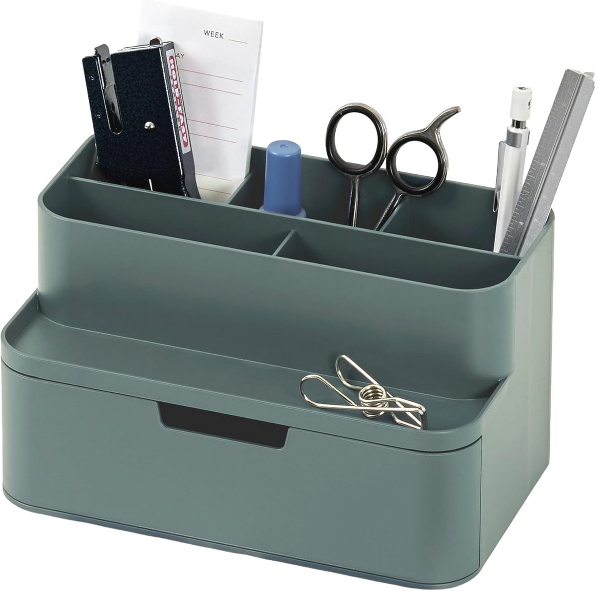 Compacte bureauorganizer met 5 compartimenten voor slim bureaubeheer