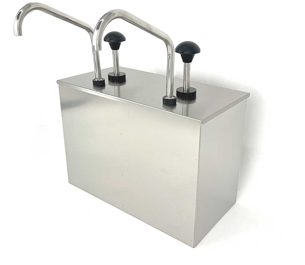 HCB® - Professionele Horeca Sauspomp - 2 x 4 liter - RVS / INOX sausdispenser - Dispenser - 18x35.5x38 cm (DxBxH) - 6 kg - 7722