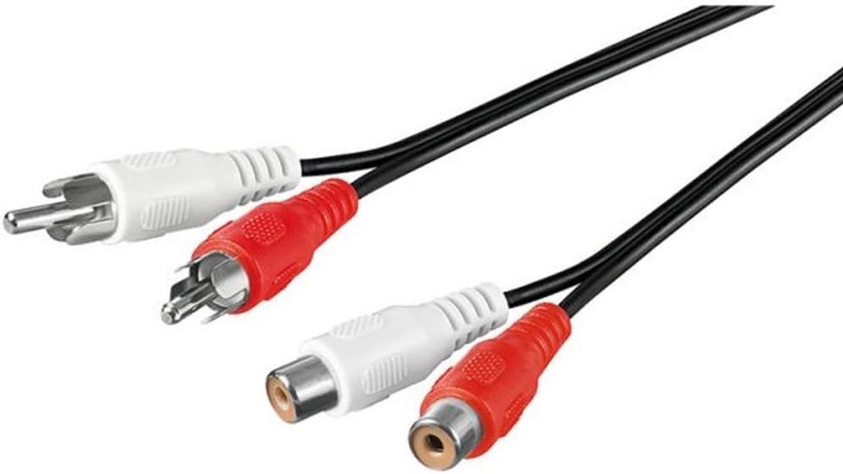 Cinch-kabel 5 meter 2x RCA stekker naar 2x RCA aansluiting stereo audio verlengkabel voor tv mobiele telefoons MP3 hifi zwart