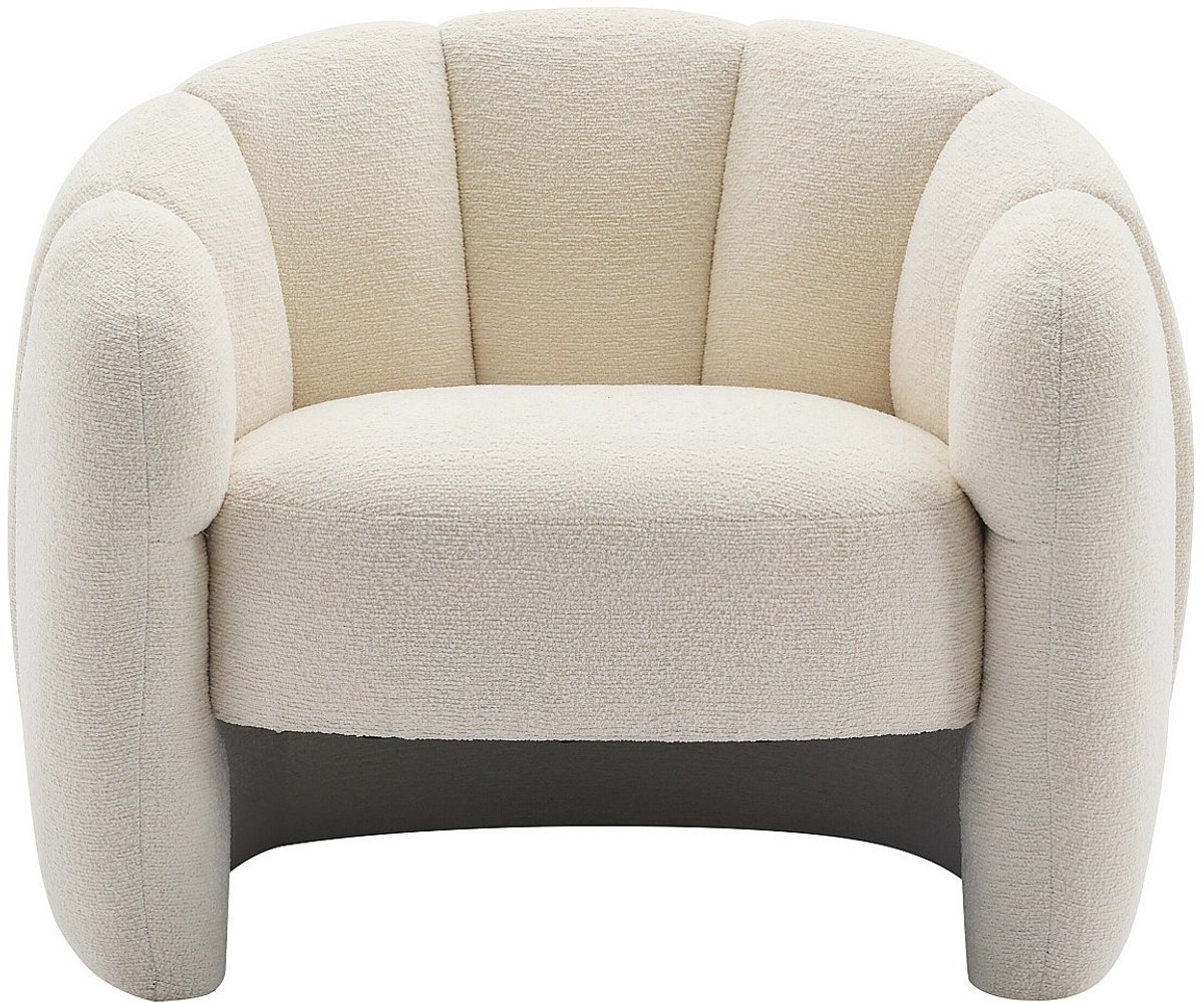 Vente-unique Schelpstoel van beige chenillestof DELIPO