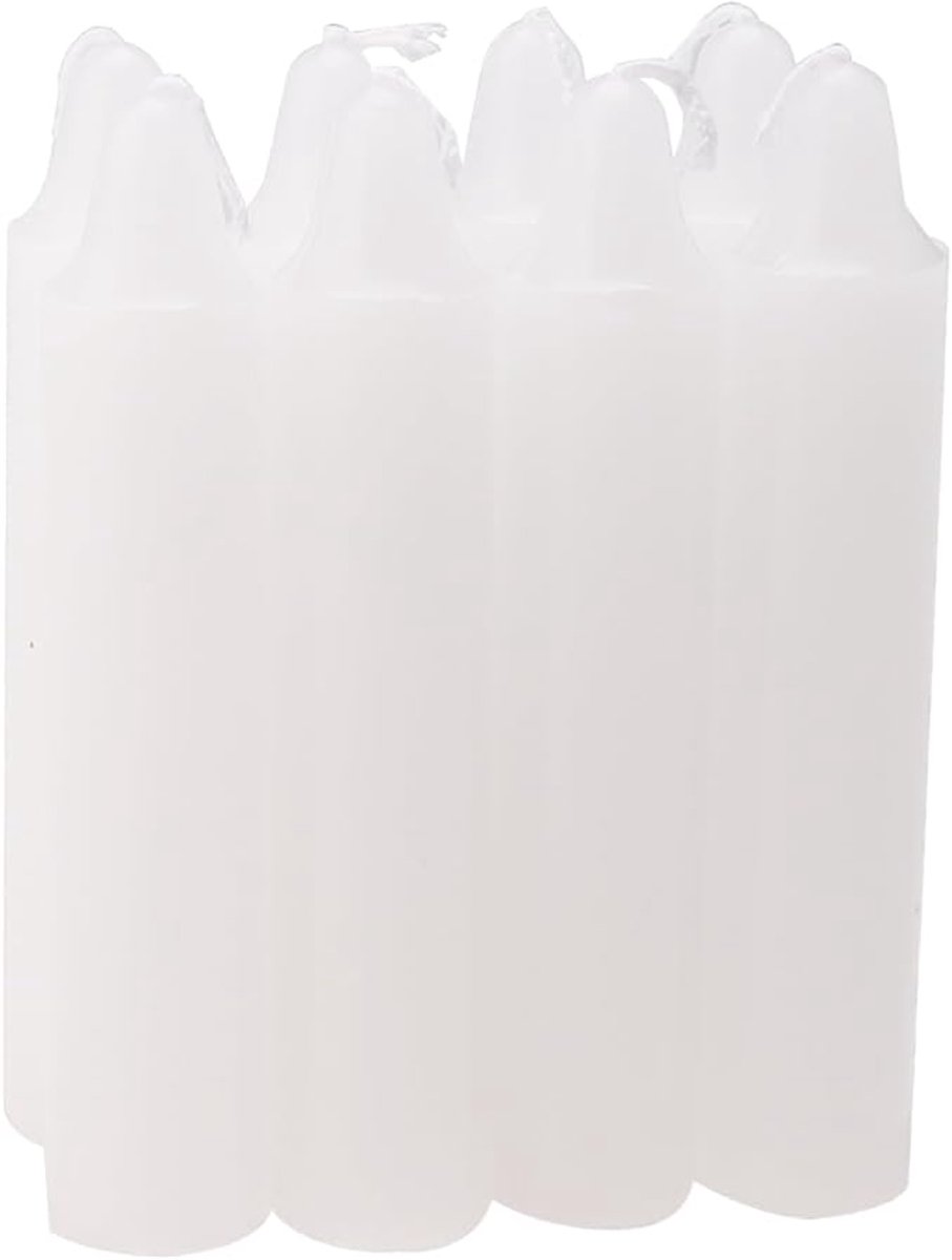 8x Witte Staafkaarsen Kort – Standaard Tafelkaarsen voor Diner of Noodsituaties (2,1 x 10,8 cm)