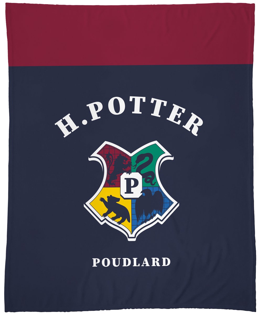 Harry Potter Fleece Deken Premium, Hogwarts Logo - 125 x 150 cm - Polyester Multi